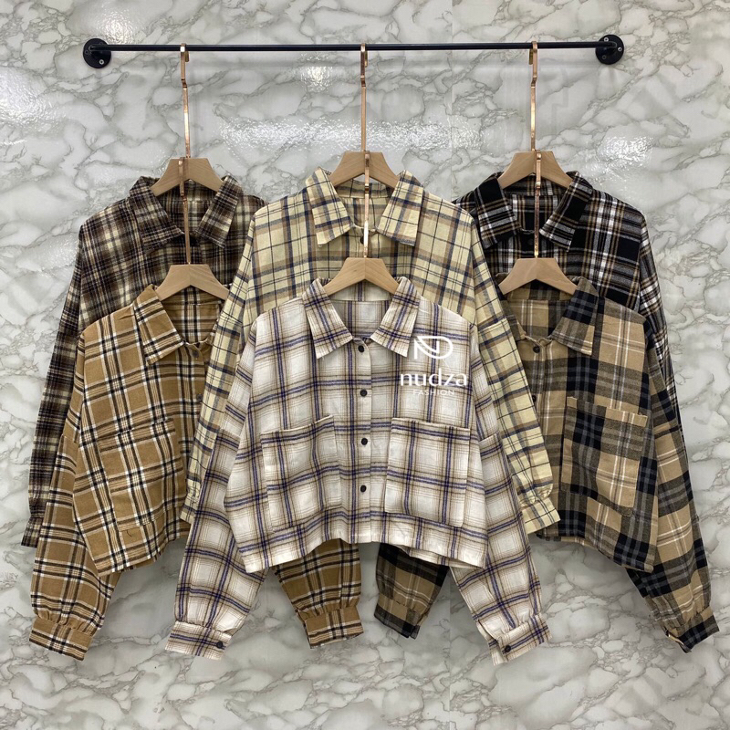 KEMEJA JUMBO CROP FLANEL SHIRT// CROP FLANEL LF009
