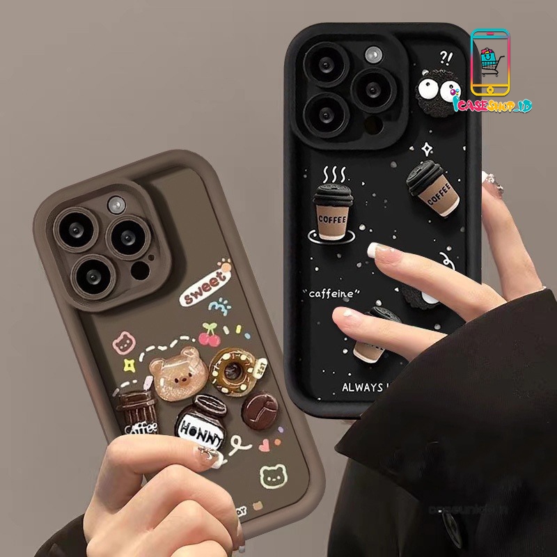 SS908 SOFTCASE น่ารัก 3D COFFEE LITTLE BEAR สําหรับ SAMSUNG J2 PRIME A02S A03 A03S A04 A04E A04S A05