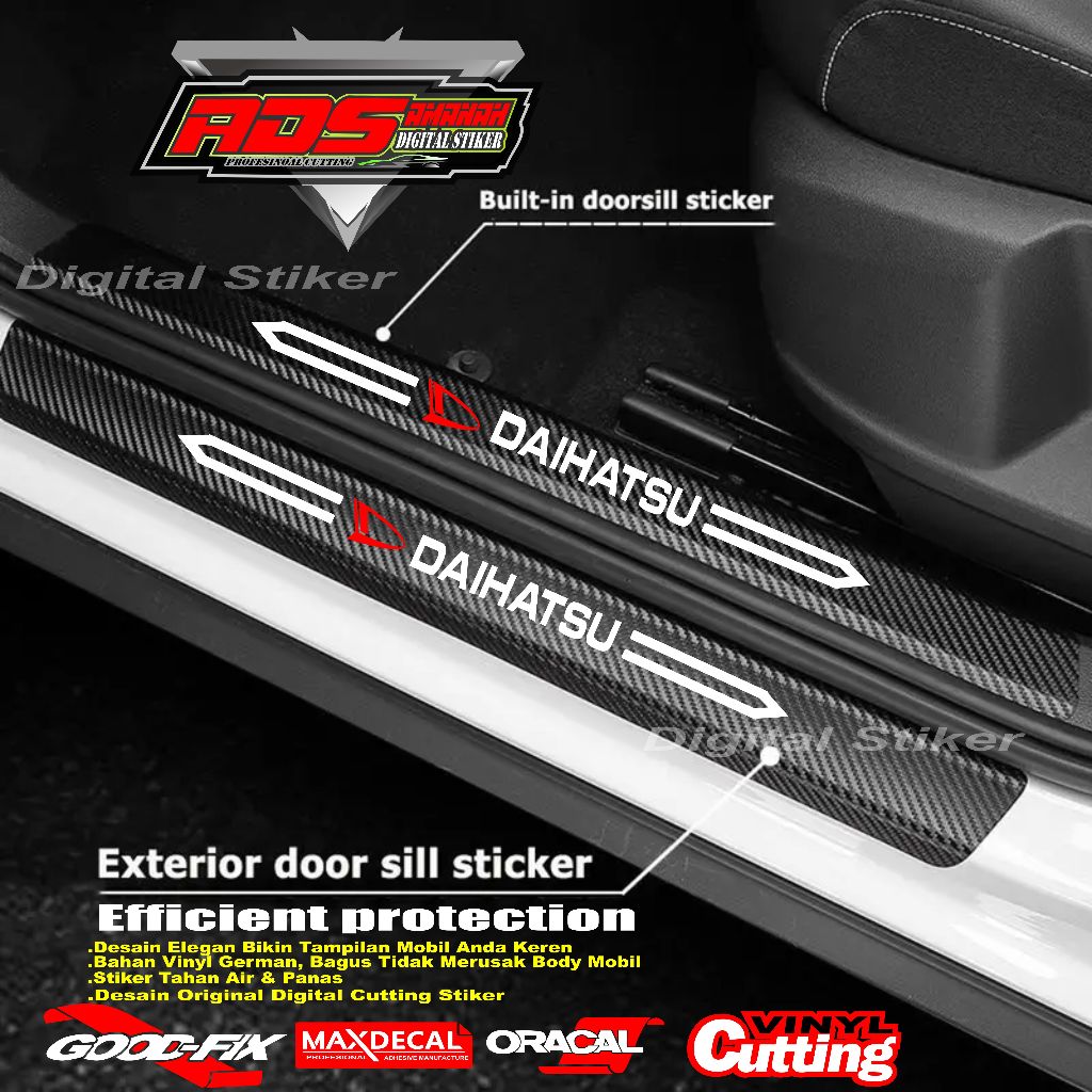 1/9pcs สติกเกอร์ Sill แผ่น Protector สติกเกอร์รถ DAIHATSU คาร์บอนไฟเบอร์สําหรับ DAIHATSU สติกเกอร์ชั