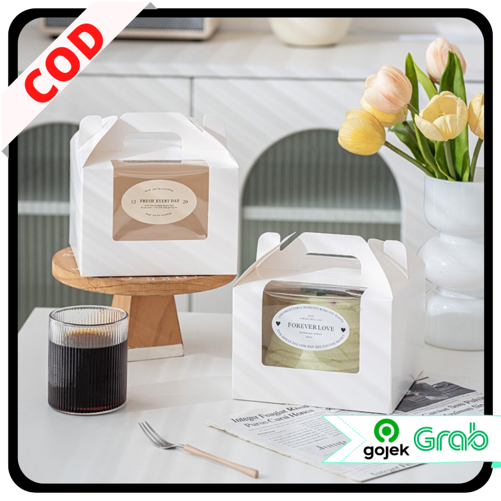 KAISSO - WHITE MICA BIRTHDAY CAKE BOX ROLL CAKE PAPER BOX CAKE PACKAGING BOX MINI HANDLE