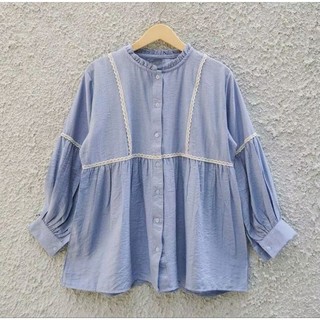 Serina Blouse Atasan Wanita Motif Renda Kemeja Korean Style Kekinian