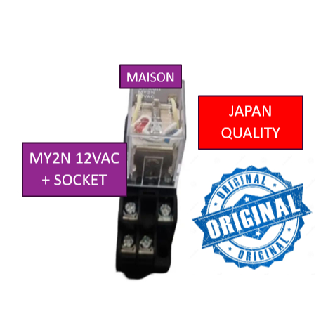 รีเลย์ MY2N 12VAC + Socket Ori Japan - 8 pin / MY2N 12V AC / MY2 12VAC