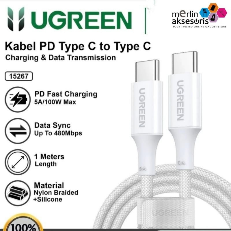 Ugreen 35218 (60w) UGREEN 15267(100W)/35219(60W)/35254(60W) Type C To Type C 5A 100W Fast Charging D