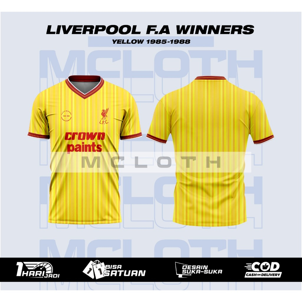 เสื้อผ้าเสื้อผ้า KAOS JERSEY LIVERPOOL FA WINNERS 1985/1988 FULL PRIN ฟรี NICK NAME และไม่มีกลับ