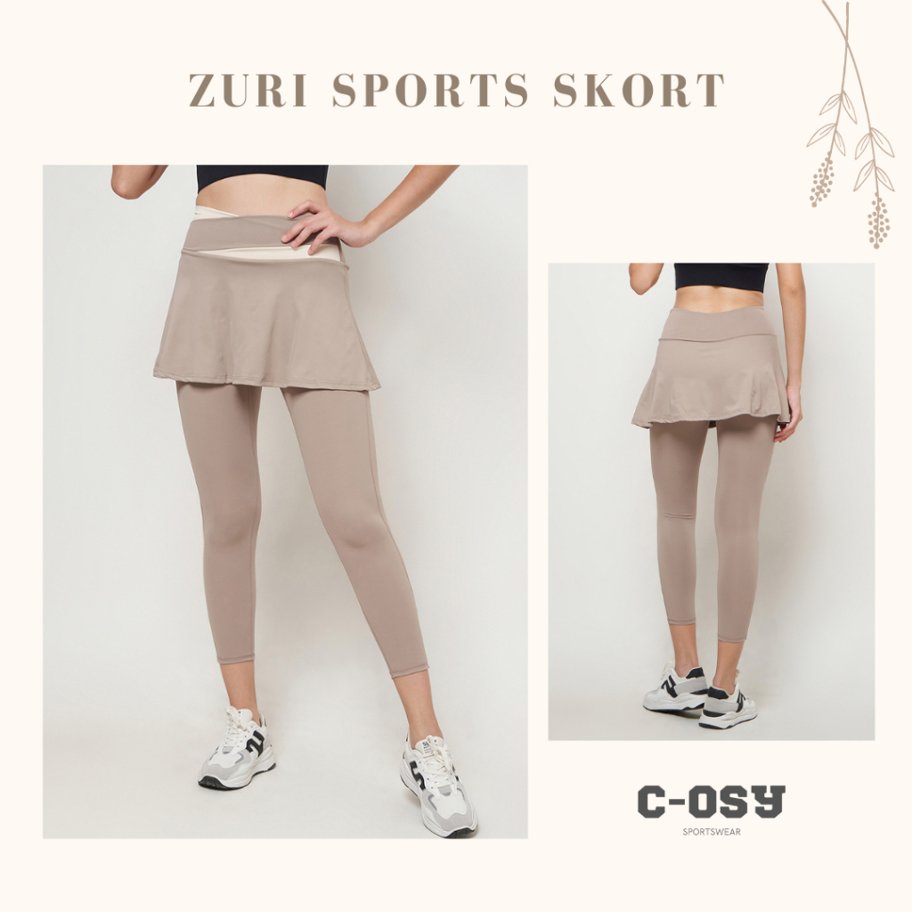 COSY - ZURI Sports Skort เลกกิ้งกระโปรงกีฬา (S-XXL) | กางเกงยิมโยคะซุมบา