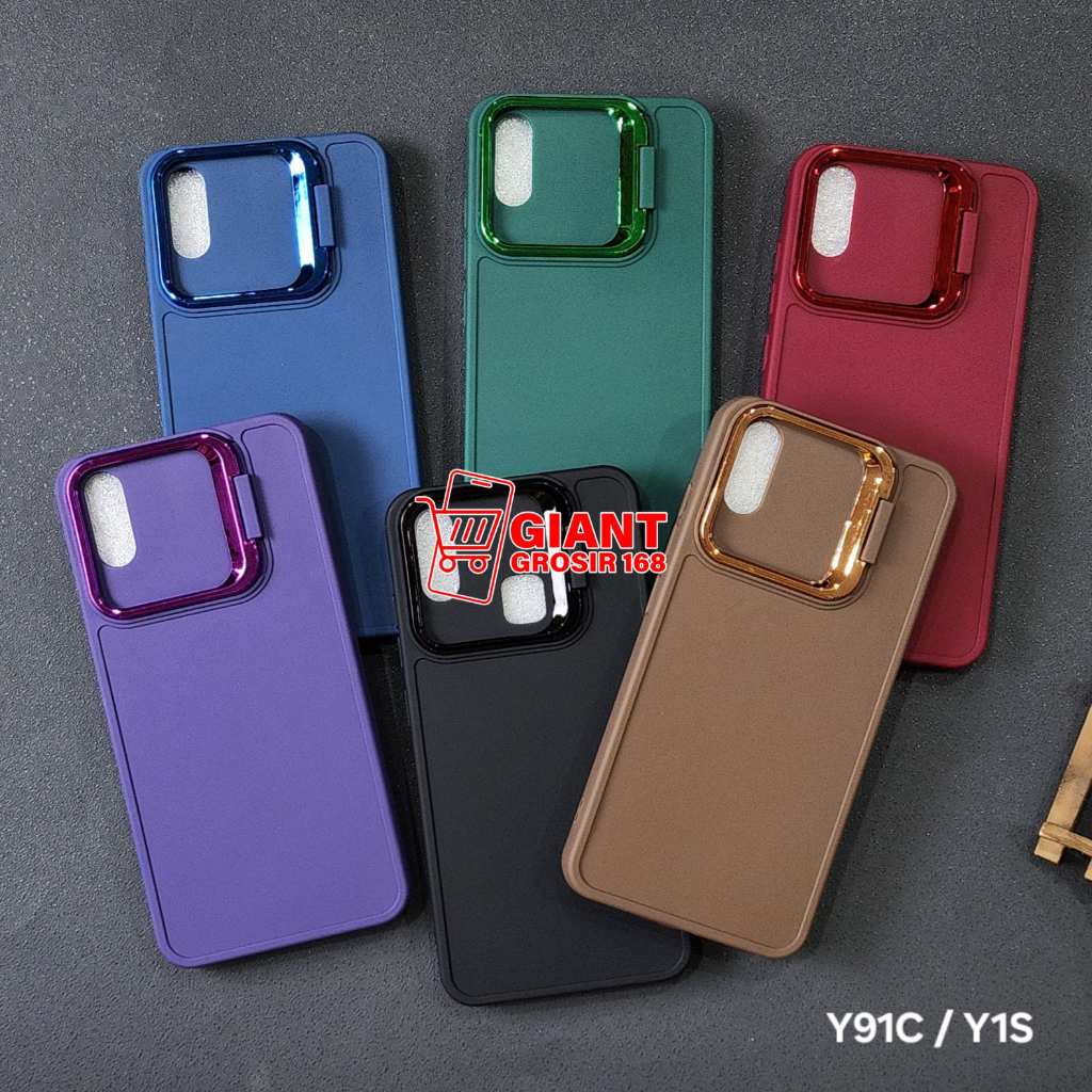 Vivo Y91C Vivo Y1S Softcase Macaron Stand Ring Camera Case Vivo Y91C Vivo Y1S
