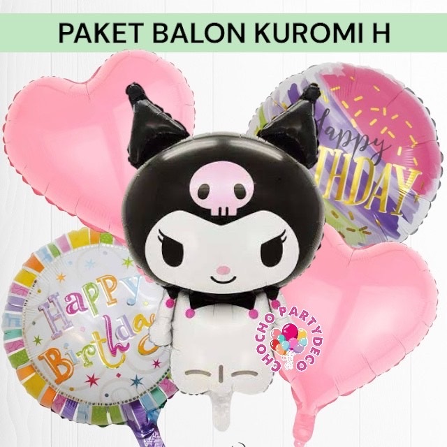 แพ็คเกจลูกโป่ง KUROMI SANRIO H / ของตกแต่งวันเกิด Sanrio Kuromi