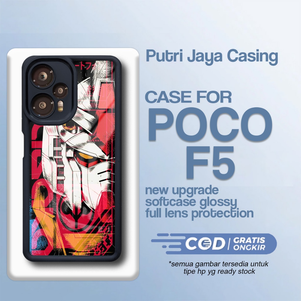 เคส P0C0 F5 ล่าสุด - P0C0 F5 - Gundam Motif - Premium Glossy Softcase Hardcase Material - P0C0 Putri