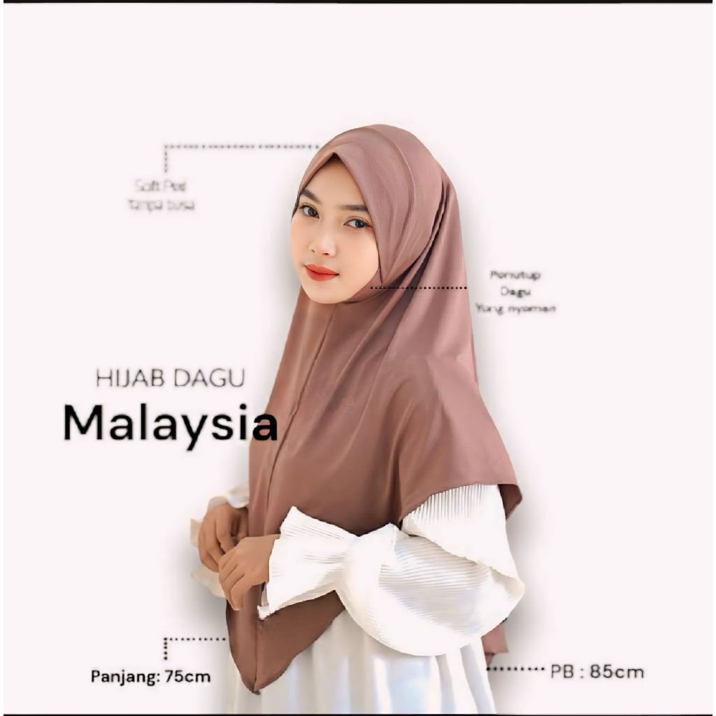 ฮิญาบสําเร็จรูป Bergo Chin Malaysia Jersey ผ้าคลุมฮิญาบสําเร็จรูป Bergo Malaysia Chin Jersey Premium