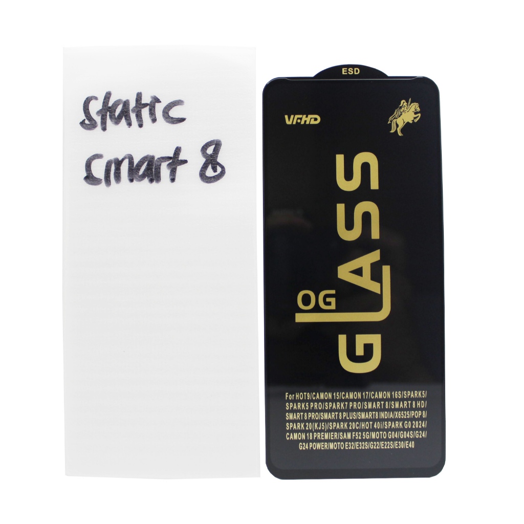 TEMPERED GLASS ANTI-STATIC INF X6525- SMART 8 2023 BLACK = X6525B SMART 8 PRO VI V50 LITE 5G