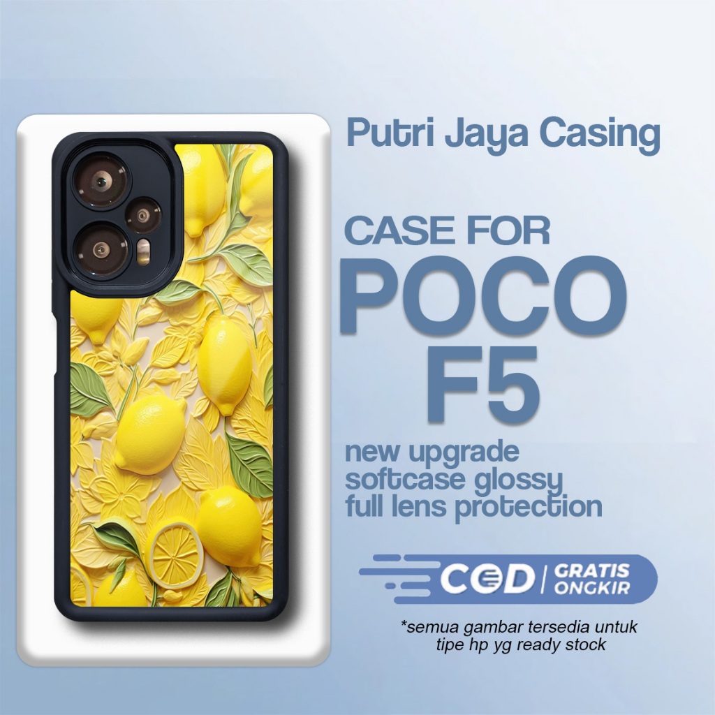 ล่าสุด P0C0 F5 Case - P0C0 F5 - Cute Fruit Motif - Premium Glossy Softcase Hardcase Material - P0C0 