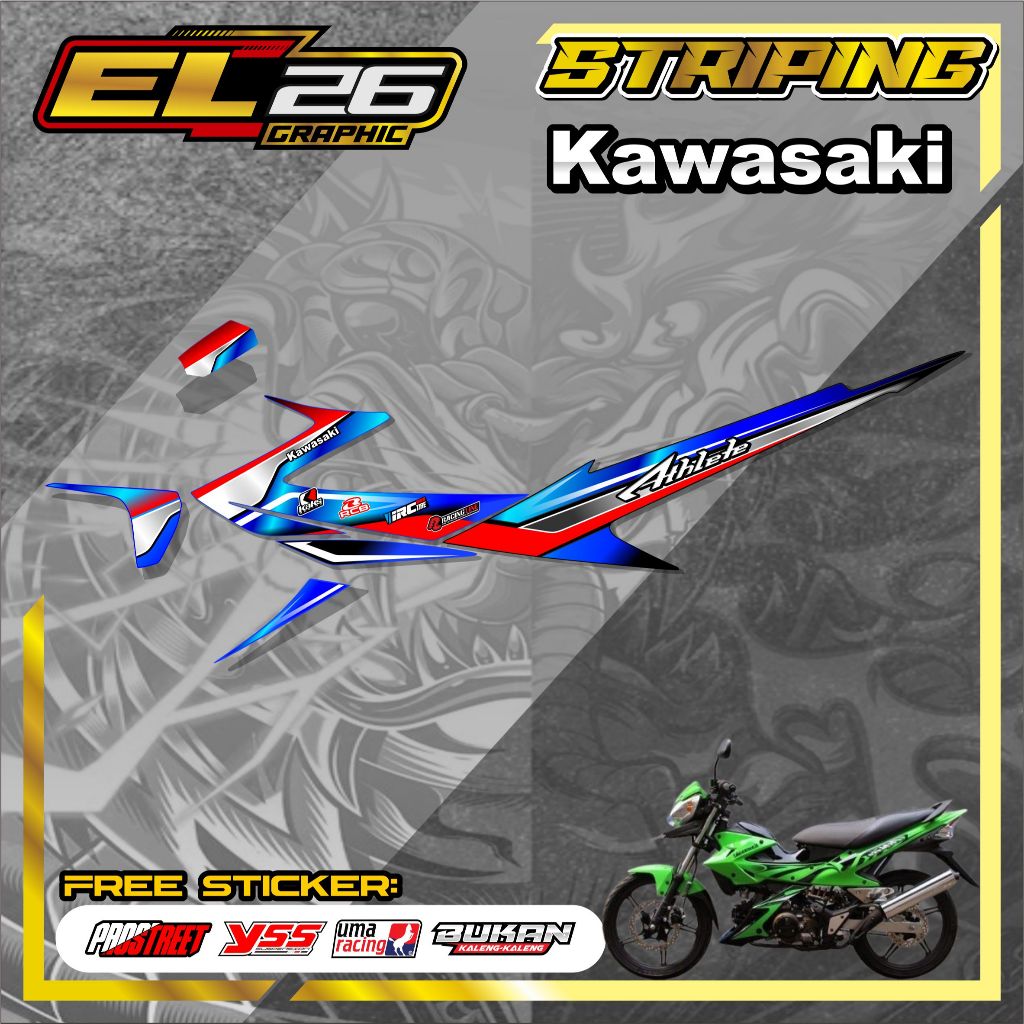 487 KAWASAKI ATHLETE STRIPING STICKER - KAWASAKI ATHLETE RACING MOTIF STICKER