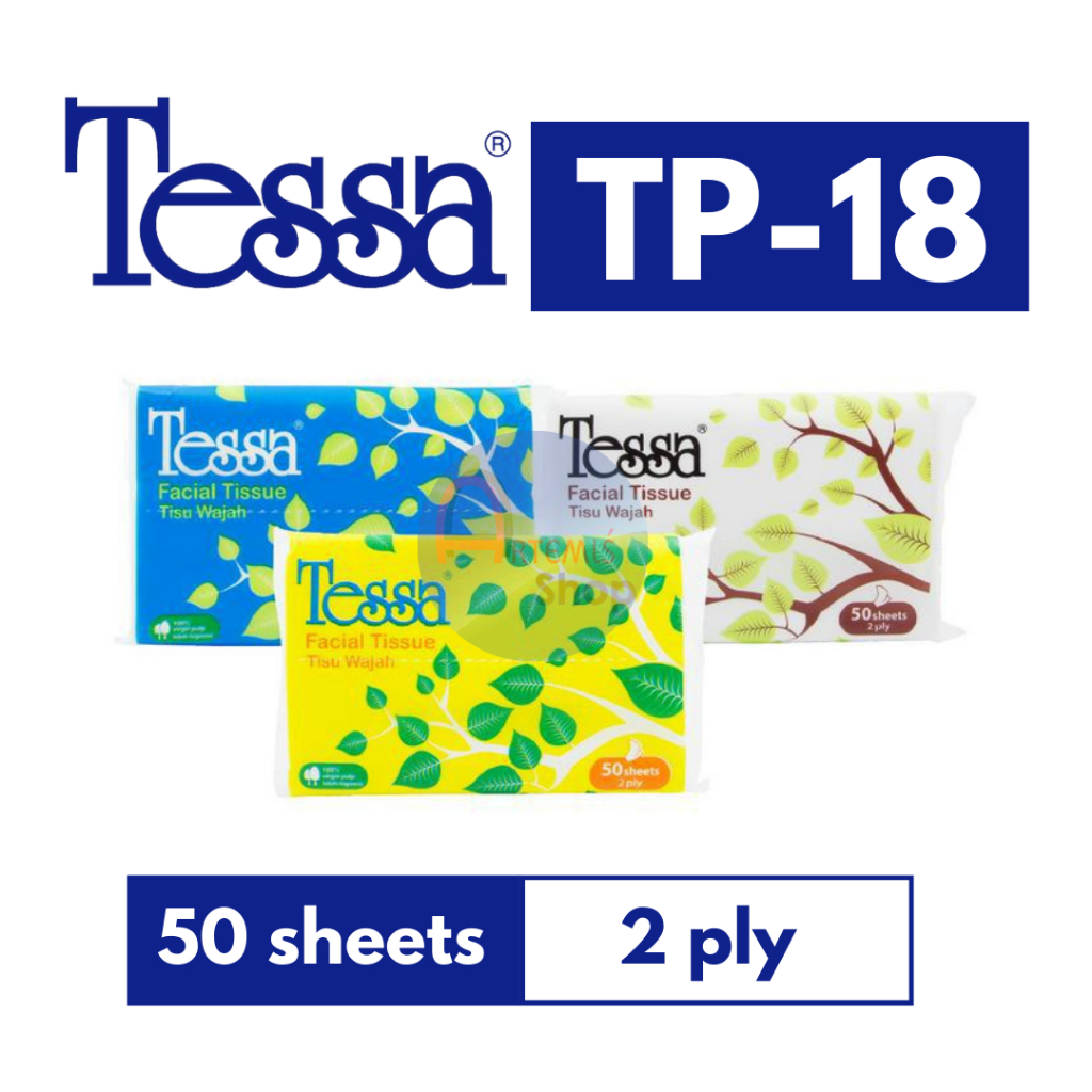 TESSA TP-18 เนื้อเยื่อ 50 แผ่น 2 ชั้น กระดาษเช็ดหน้า
