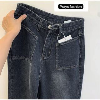 Celana Jeans Wanita High Waist Wanita Jeans Wanita Warna Retro Model Trendy Kantong Depan BISA COD Real Pic