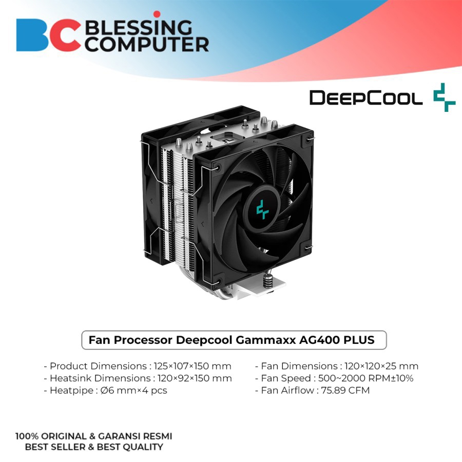 โปรเซสเซอร์พัดลม Deepcool Gammaxx AG400 PLUS R-AG400-BKNNMD-G