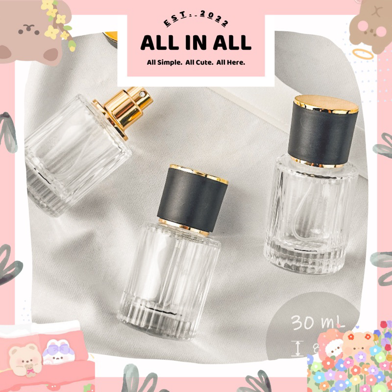 Hitam ❤️ ทั้งหมดในทั้งหมด ❤️ 30ml PERFUME BOTTLE THICK GLASS SPRAY SALUR / LINE - WHITE BEIGE / BLAC