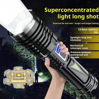 Lumen Tinggi LED Senter COB ZOOM Rechargeable SUPER TERANG LED Outdoor USB Rechargeable IPX5 tahan air kelas hidup Taktis Cahaya 28650 Battery