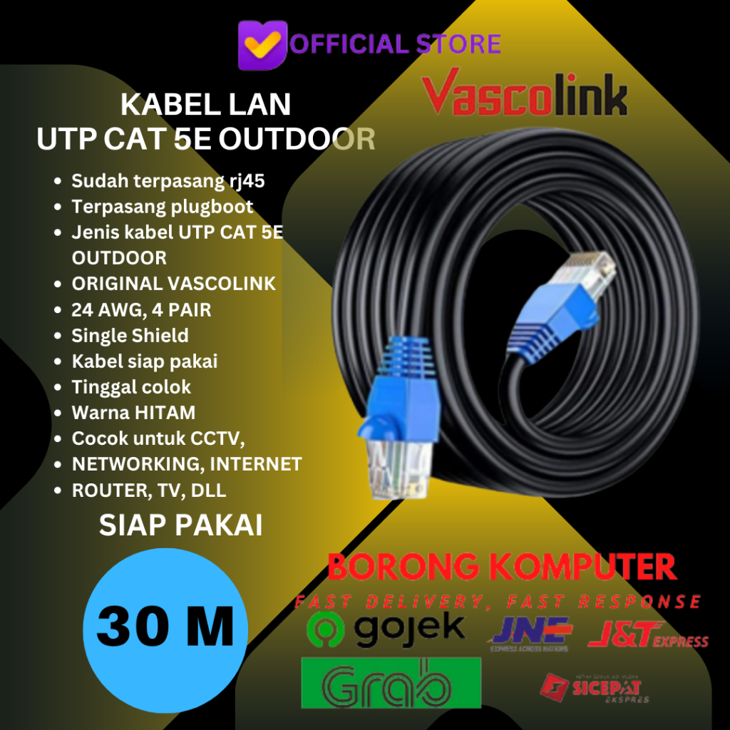 สาย Cat5E UTP Lan พร้อมใช้ 30 ม. 30 เมตร UTP Cat5E Outdoor