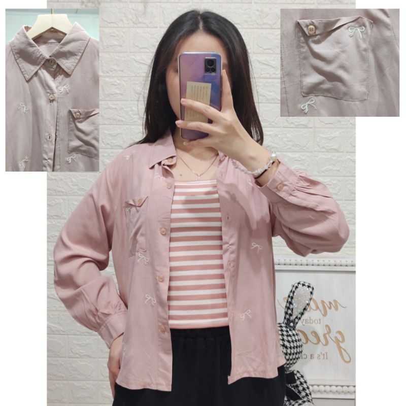 KEMEJA Coquette Shirt ฟรีชุดชั้นในถัก