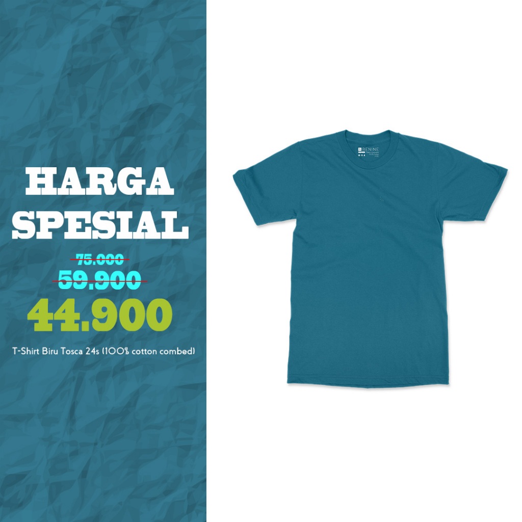 Benine Plain Tosca Blue T-Shirt / เสื้อยืด Distro พรีเมี่ยม / เสื้อยืดผู้ชายและผู้หญิง / แขนสั้น
