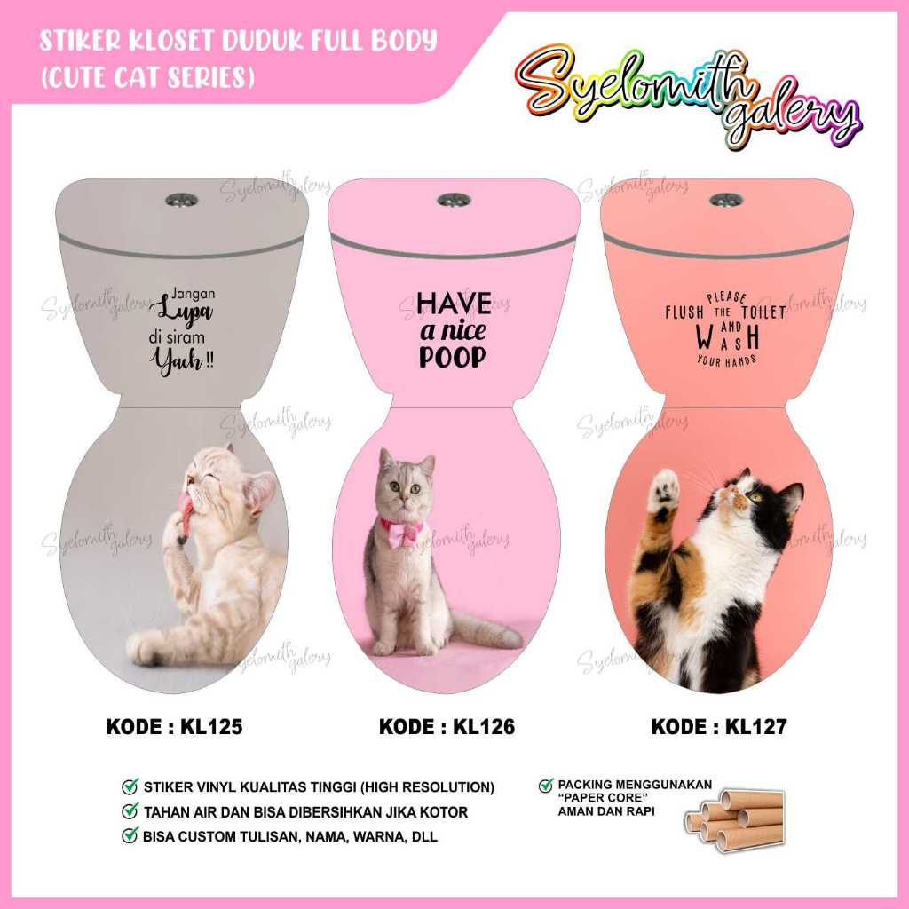 SITTING CLOSET STICKERS CUTE CAT MOTIF SITTING CLOSET STICKERS