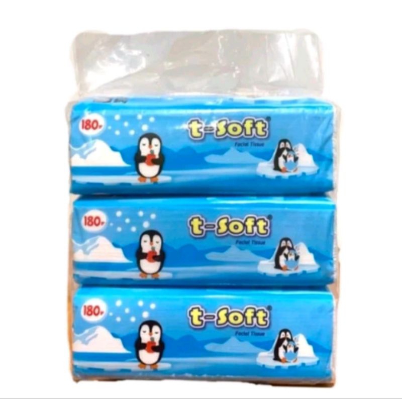 บรรจุุภัณฑ์ CONTAINS 3 แพ็ค OF TSOFT FACIAL TISSUE 180 แผ่น