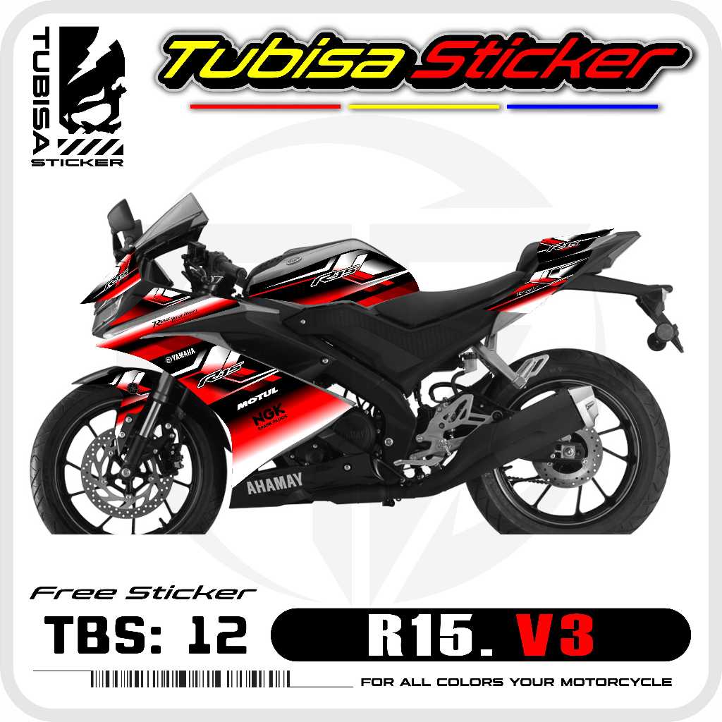 Yamaha R15 V3 Striping Sticker - R15 V3 Motorcycle Variation Striping Sticker. TBS.12