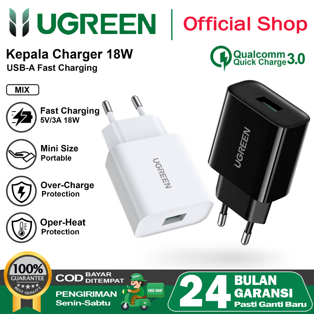 Ugreen iPhone Android หัวชาร์จชาร์จเร็ว 18W 70273 10133