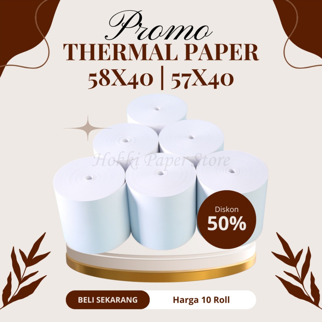 10 ม้วนของกระดาษ THERMALT CASH RECEIPT / PPOB กระดาษม้วน 58MM 58X40 / 57X40 CORELESS THERMAL POS REC