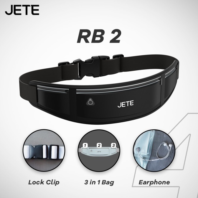 สินค้ามีจํานวนจํากัด Wateproof JETE RB2 Running Belt Bag Running Belt สีดํา