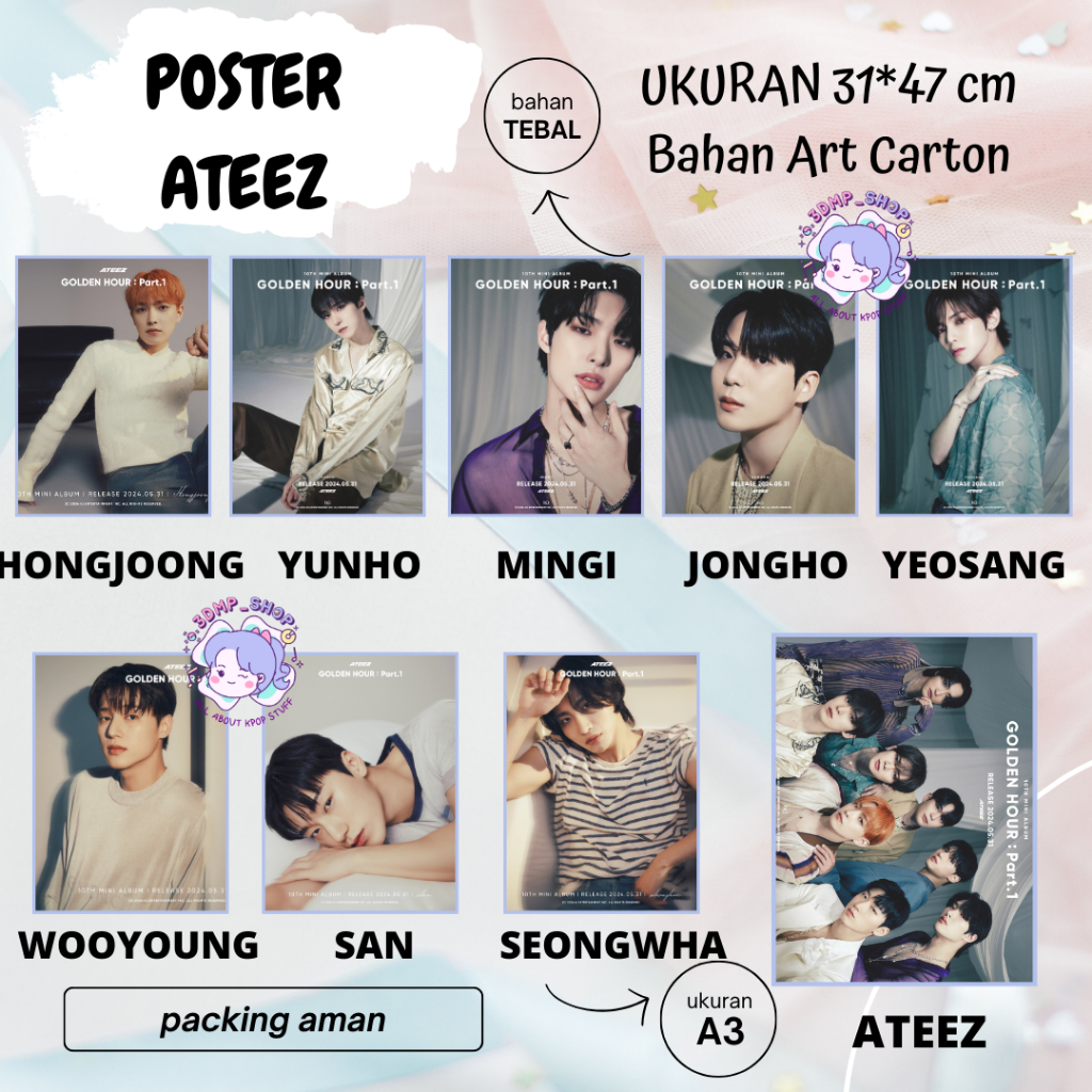 โปสเตอร์ A3 ATEEZ GOLDEN HOUR
