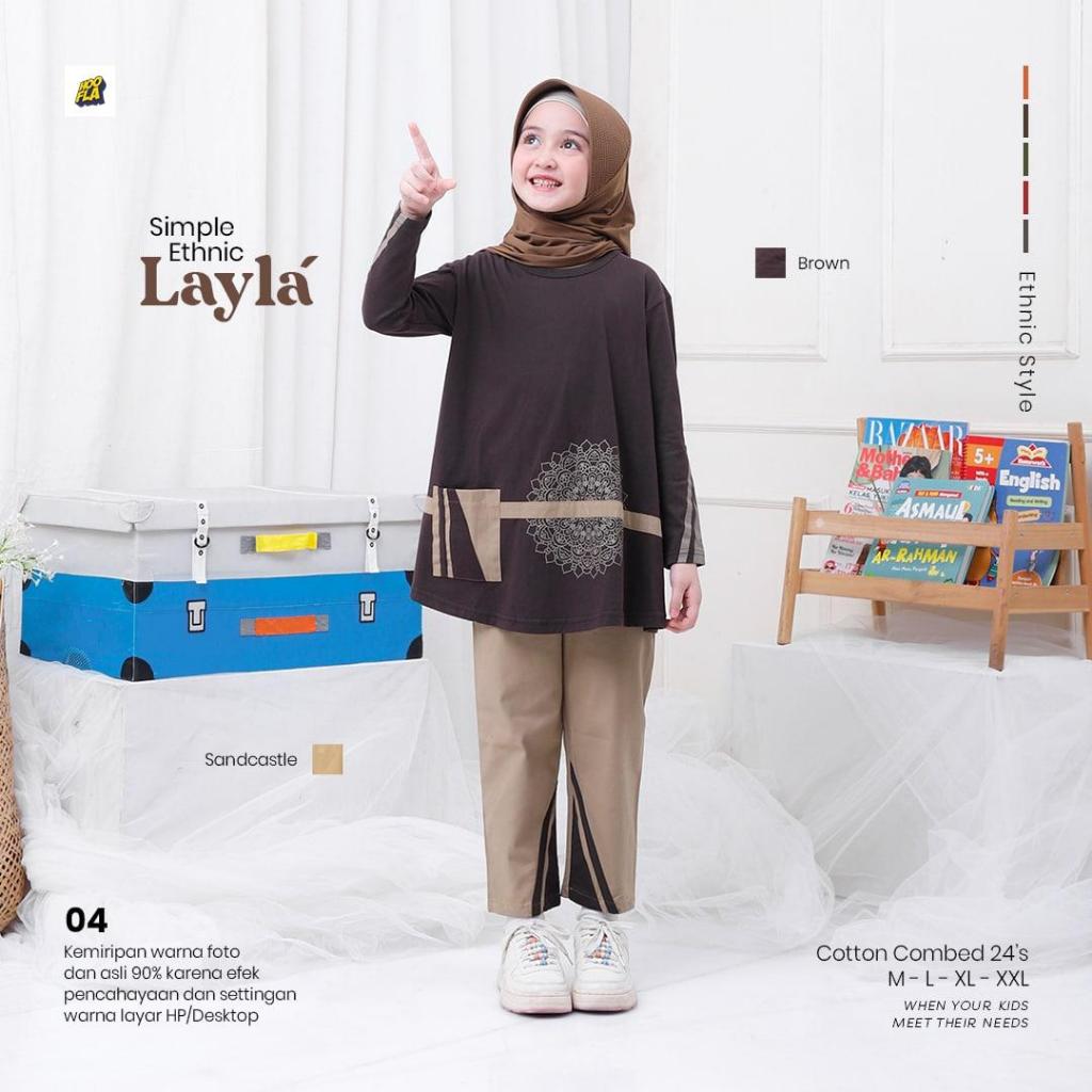 Hoofla Simple Ethnic Layla (เสื้อผ้ามุสลิมอินเทรนด์สําหรับเด็กผู้หญิง)