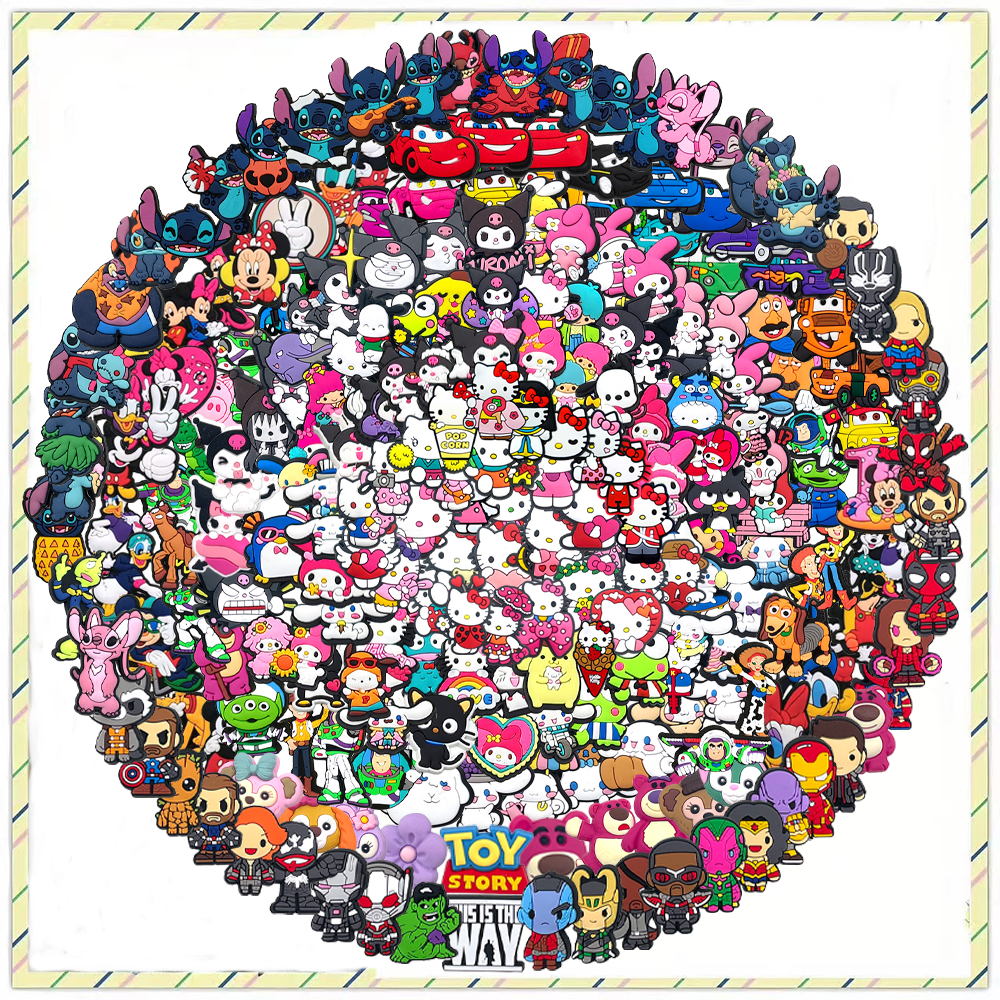 ขาย 1 ชิ้นรองเท้าอุปกรณ์เสริม Disney Marvel Sanrio Crocs Series DIY รองเท้าอุปกรณ์เสริมสวนรองเท้าแตะ
