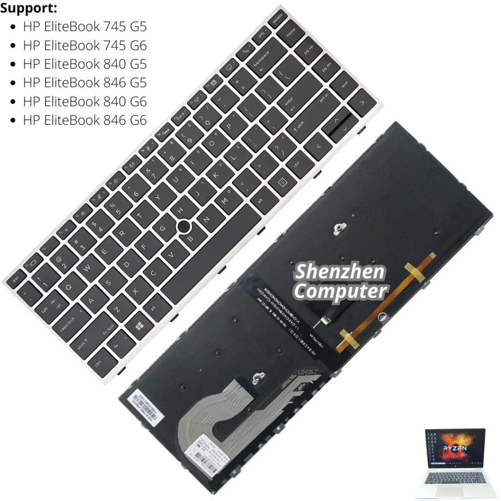 HP EliteBook 745 G5 745 G6 840 G5 846 G5 840 G6 846 G6 แป้นพิมพ์ใหม่เดิม