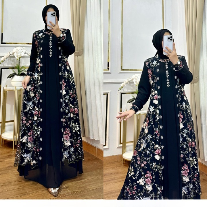 ล่าสุดผู้หญิง Gamis ชุด Misela ชุด BO ขนาด ML XL XXL LD 100-120 CM PB 140 CM วัสดุ Brukat หรือ Tille ปักนูนสีพรีเมี่ยม Elegant Luxury Party Robe ล่าสุด Jumbo Premium Brocade วัยรุ่นชุดสตรีเกาหลีร่วมสมัย สไตล์สไตล์สไตล์สไตล์