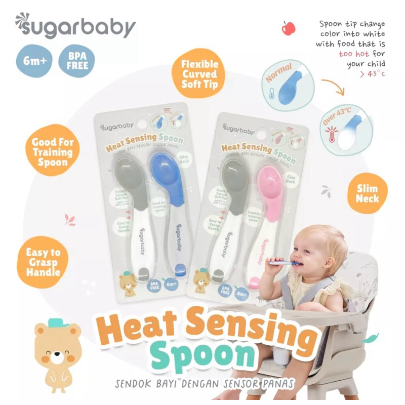 Peralatan Sugar Baby Heat Sensing Spoon/เครื่องใช้บนโต๊ะอาหารสําหรับเด็ก/อาหารเย็นสําหรับเด็ก