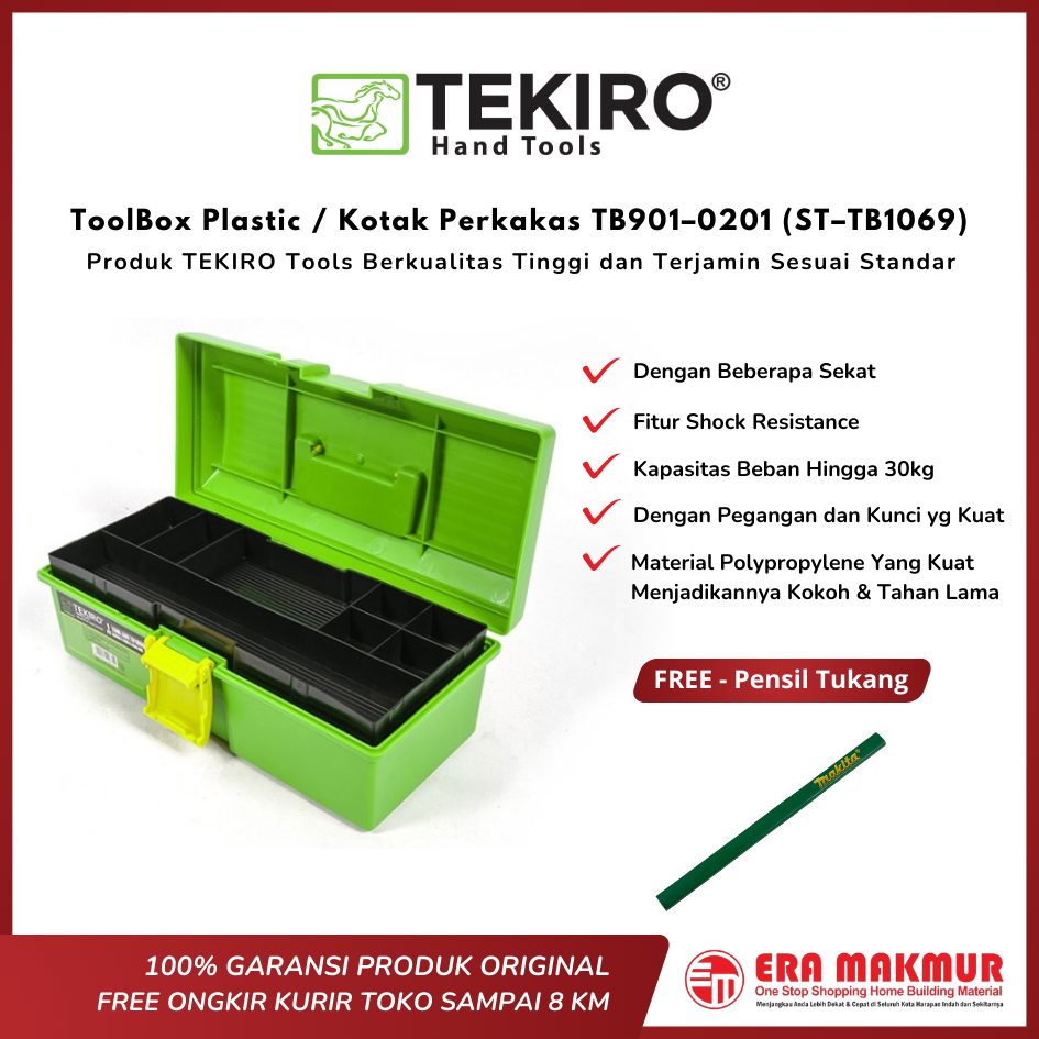 TEKIRO - กล่องเครื่องมือพลาสติก TB 901 (0201) ST-TB1069 / กล่องเครื่องมือพลาสติก TB901 – 0201 (ST – 