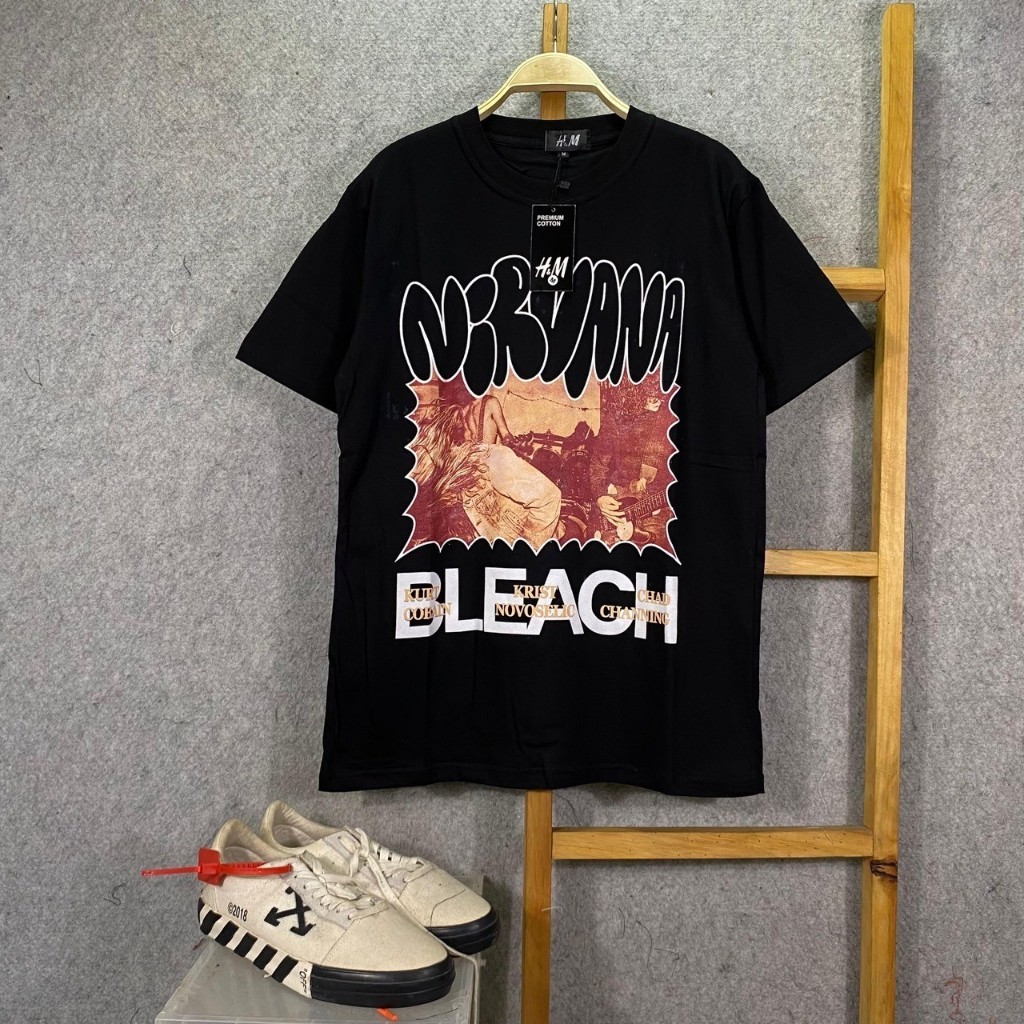 เสื้อยืด H&M NIRVANA BLEACH BLACK