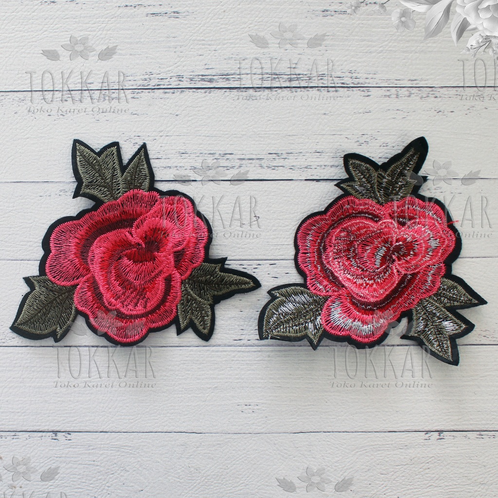 MAWAR (Per Pcs) AP761 Rose เย็บปักถักร้อย Patch / เสื้อผ้า Emblem / Rose Motif ปัก Patch