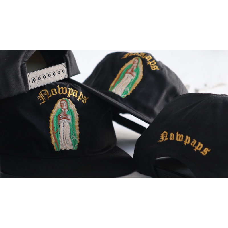 Hitam หมวกหกแผง NOWPAPS Our Lady สีดํา/ดํา maria familia เสื้อผ้าหมวก