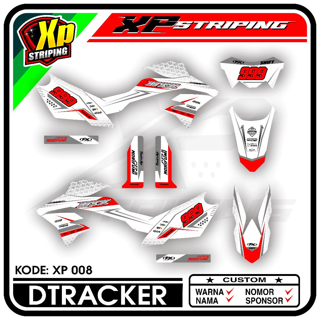 Dtracker 150 Striping - Kawasaki Dtracker 150 Striping Sticker Racing Design XP.08