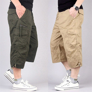 UrbanRush Belerizza Celana Pendek Pria Kargo Sirwal 3/4 Di Bawah Lutut Bahan Nyaman dari Katun