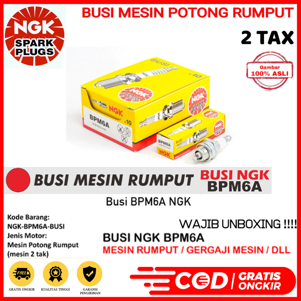 MESIN NGK BPM6A SPARK PLUG 2T 2-STROK LAWN MOWER GENERATOR FOGING TOOL TANAKA ENGINE CHAIN SAWSAW BP
