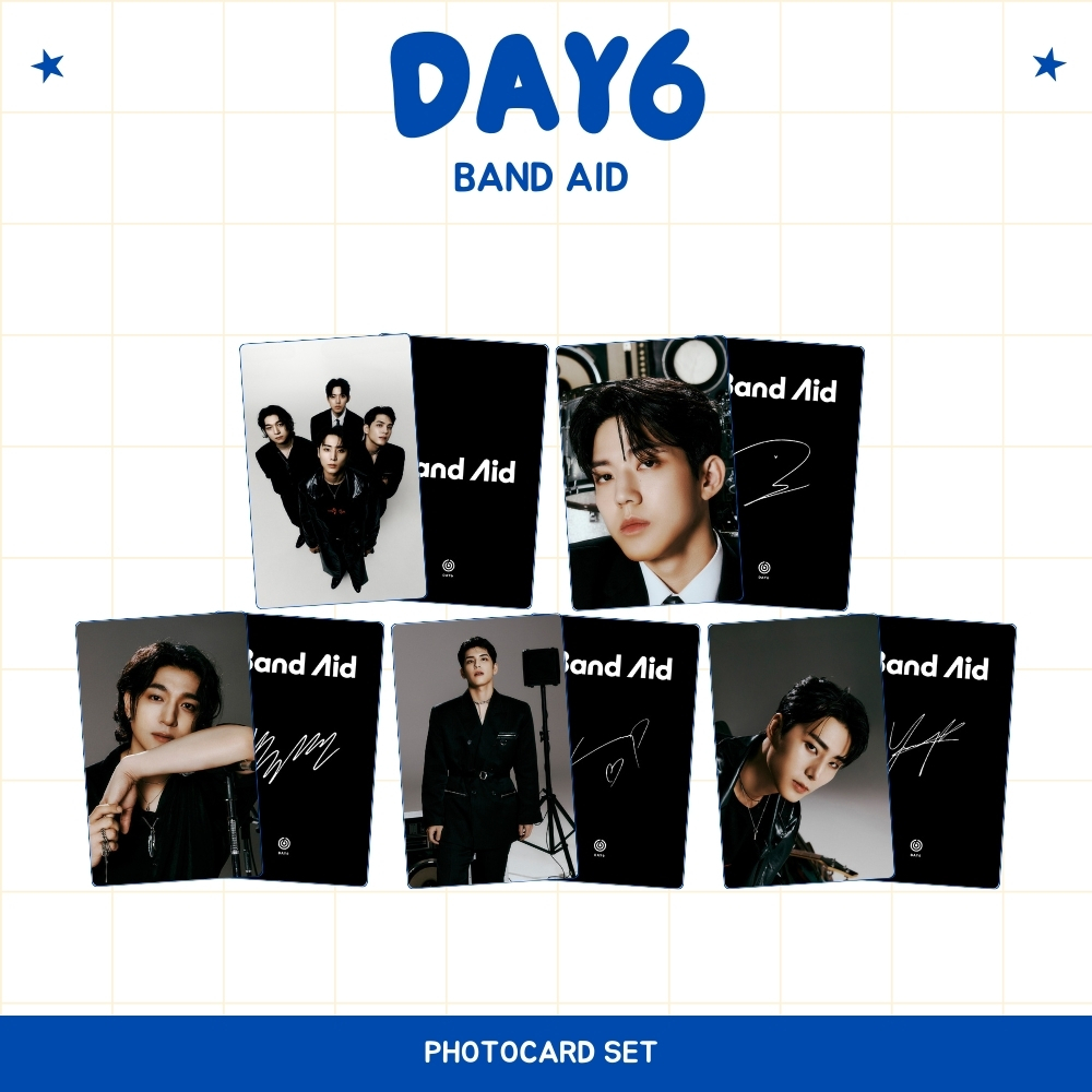 Photocard DAY6 BAND AID 2 ด้าน (5 ชิ้น + 2 ด้าน) ลายเซ็น TTD KPOP CARDS IDOL KOREA PREMIUM UNJIN DOWOON SUNGOFFICIAL WONPIL YOUNGK!