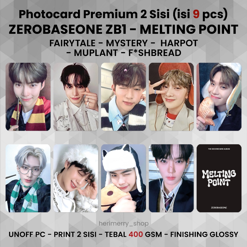 (CONTENTS 9 ชิ้น) ZEROBASEONE ZB1 MELTING POINT Photocard - Premium PC 2 ด้าน Kpop Merch Card Unoffi