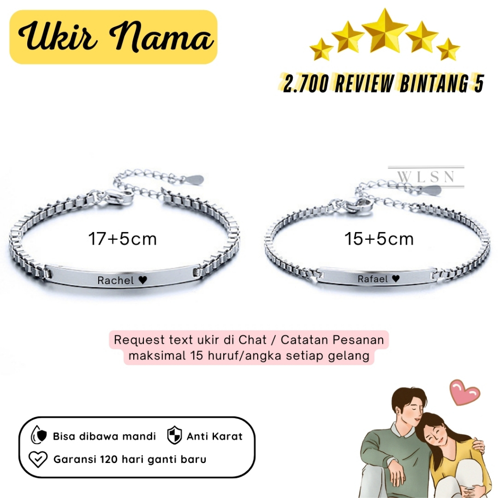 [ชื่อแกะสลัก + Guaranteeed] ไทเทเนียมคู่ / สร้อยข้อมือมิตรภาพสแตนเลสเงินความงามที่กําหนดเอง G7