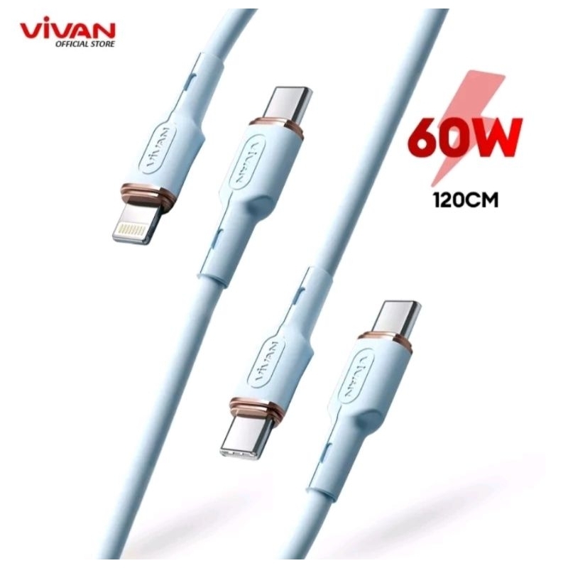 VIVAN DATA Cable [VSCV120S & VSCL120S] สายดาต้าซิลิโคน Type C to type C / Type C to Lightening
