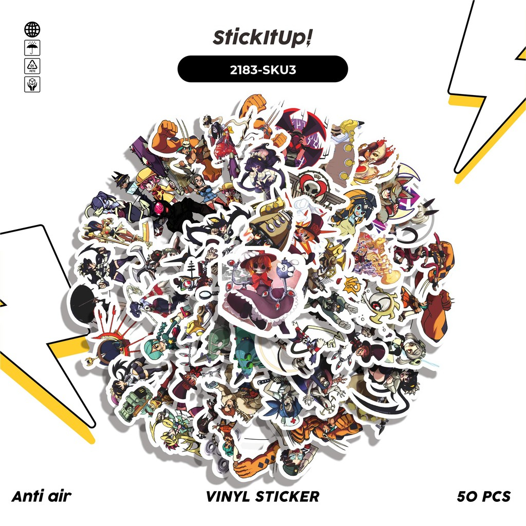 50 ชิ้นสติกเกอร์แพ็คเกมชุด SKULLGIRLS CHARACTER MIX 03 น่ารักความงามไวนิลกันน้ําสําหรับ Freebies สติ