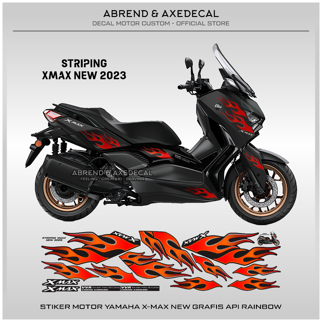 Striping Xmax New 2023 Rainbow Fire Graphic/Yamaha X-Max Motorcycle Sticker New Design Custom/Stock Decals