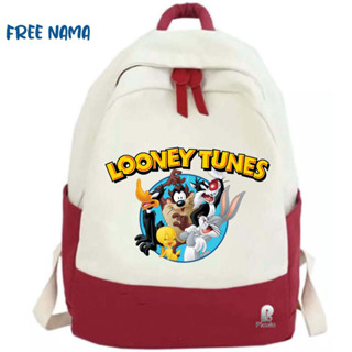 Looney TUNES UNISEX กระเป๋าเป้นักเรียน ลายการ์ตูน (ฟรีชื่อ)